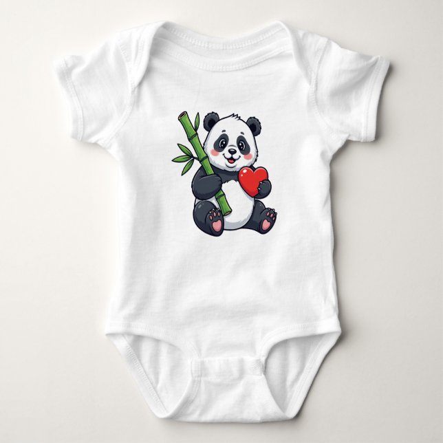 Cute Panda with Bamboo Kids Dress – Adorable Anima T Shirt (Framsida)