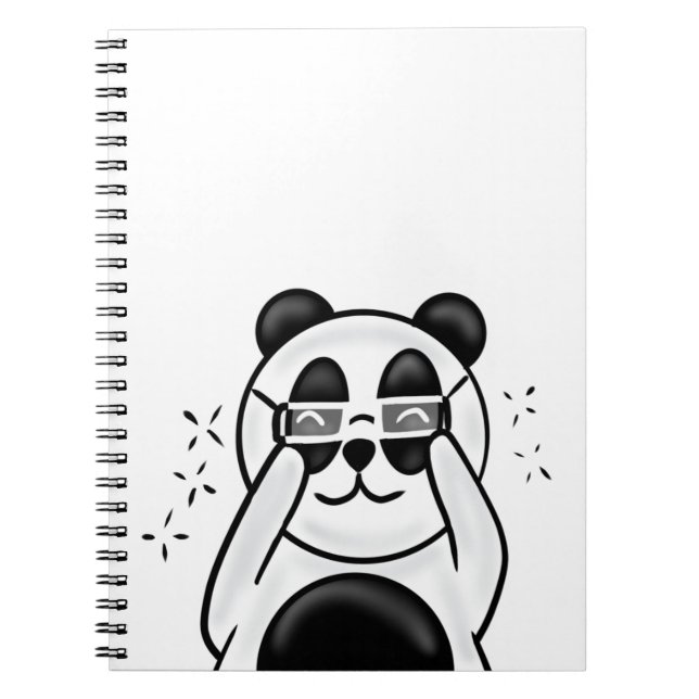 Cute Panda With Glasses Anteckningsbok (Framsidan)