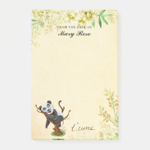 Cute Panda with Gula blommor Post-it Notes Block