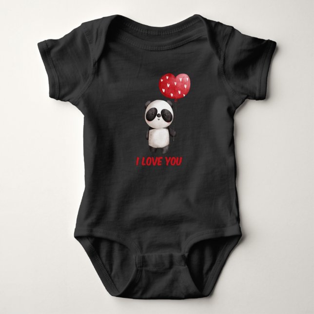 Cute Panda With Heart | I Love You Valentine Gift T Shirt (Framsida)