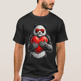 Cute Panda With Heart Love Design T Shirt