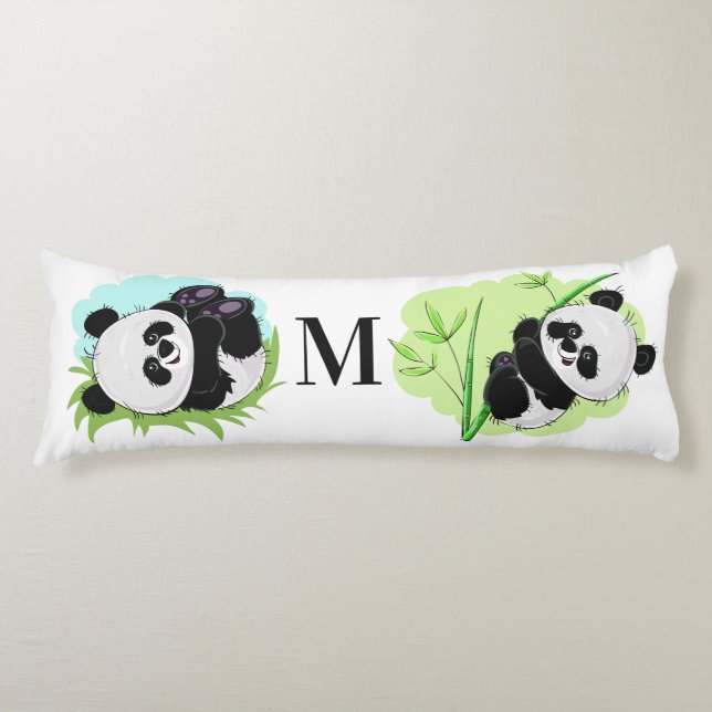 Cute Pandas anpassningsbar monogram kroppskuddar (Framsidan)