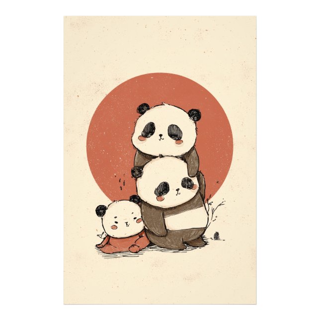 Cute Pandas Design Fototryck (Framsidan)