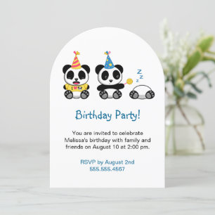 Cute Pandas Födelsedagsfest Inbjudningar