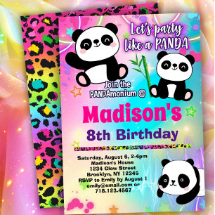 Cute Pandas Födelsedagsfest Inbjudningar