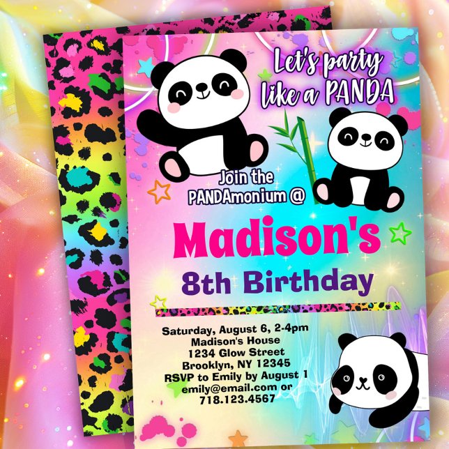 Cute Pandas Födelsedagsfest Inbjudningar (Skapare uppladdad)