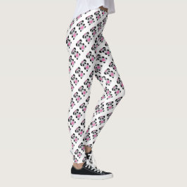 Cute Pandas med Rosa Hearts Leggings