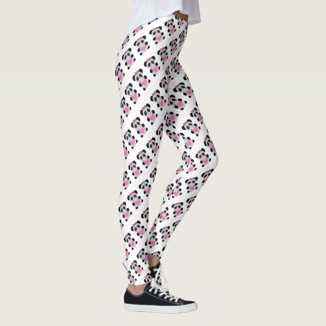 Cute Pandas med Rosa Hearts Leggings (Höger)