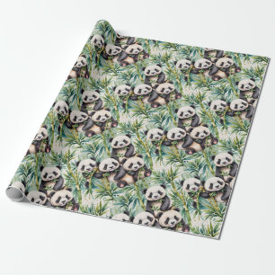 Cute Pandas och Bamboo Presentpapper