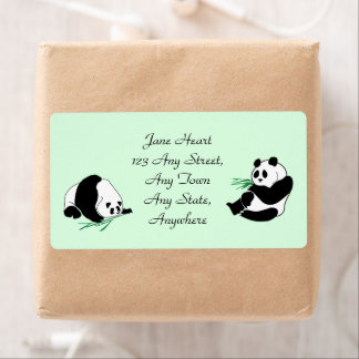 Cute Pandas with Bamboo Shoots Labels Fraktsedel