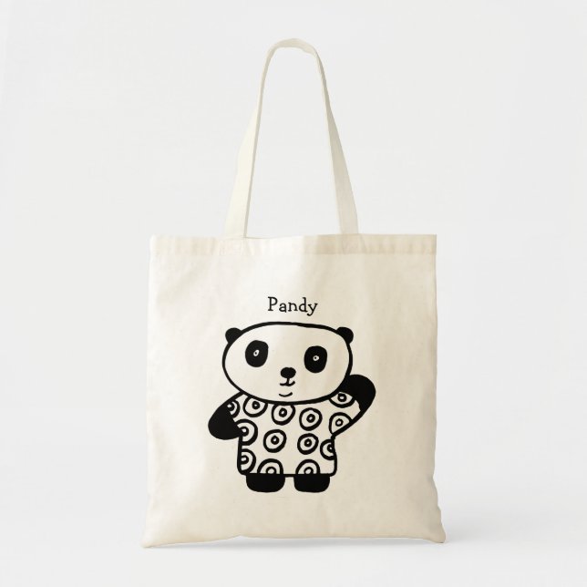 Cute Pandy, Panda Personlig Namn Tygkasse (Framsidan)