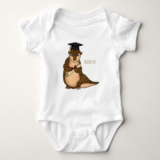 Cute pangolin graduating cartoon t shirt (Framsida)