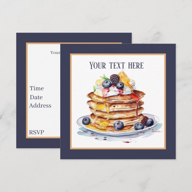 Cute pankaka frukost party inbjudningar (Fram/baksida)