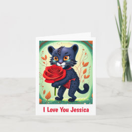 Cute Panther I Kärlek You Personlig Namn Kort