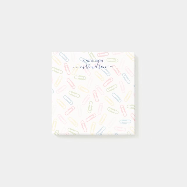 Cute Paperclip Mönster från lärare Post-it Block (Framsida)