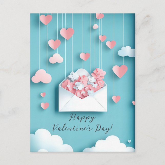 Cute Papercut Hearts Valentines Hälsning Vykort (Framsida)