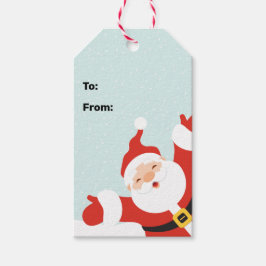 Cute Papercut Lycklig Santa Presentetikett