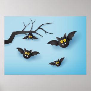 Cute Papercut Vampire Fladdermus Poster