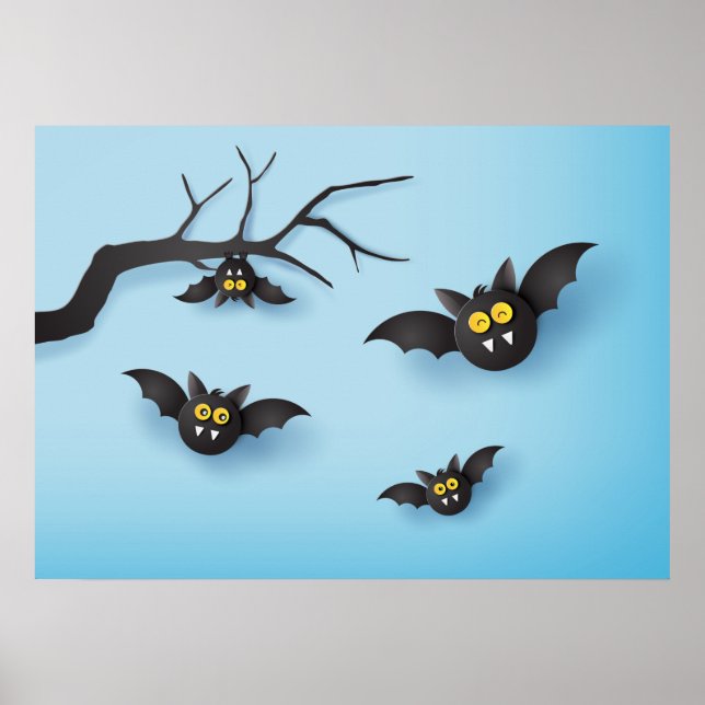 Cute Papercut Vampire Fladdermus Poster (Framsidan)