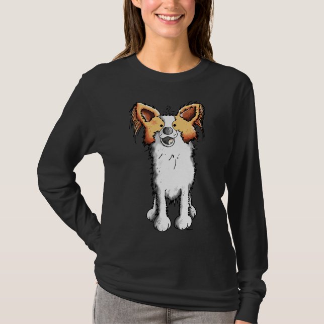 Cute Papillon Hund 5 T Shirt (Framsida)