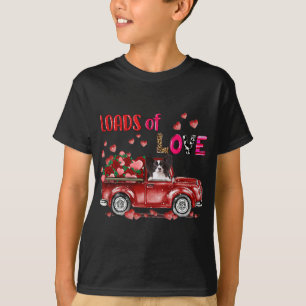 Cute Papillon Hund Driving Red Lastbil Lycklig Val T Shirt