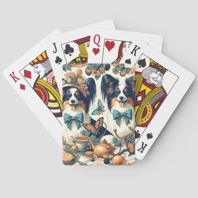 Cute Papillon Hund Illustration Casinokort (Baksidan)