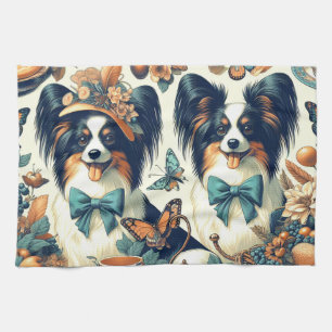 Cute Papillon Hund Illustration Kökshandduk