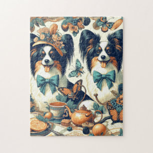 Cute Papillon Hund Illustration Pussel