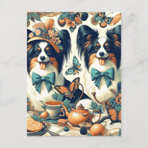 Cute Papillon Hund Illustration Vykort
