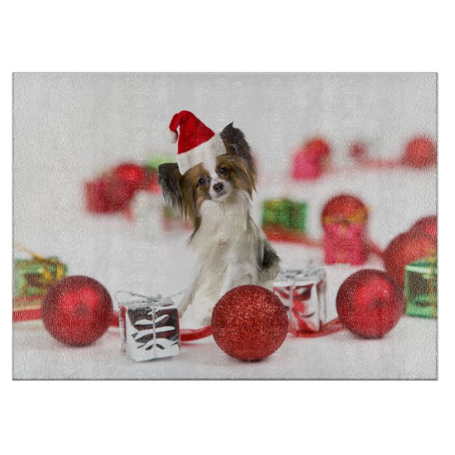 Cute Papillon Hund jultomten Hat (Framsidan)