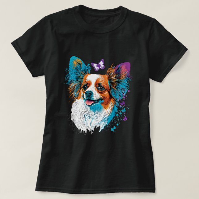 Cute Papillon Hund på den spanska kontinenten Leks T Shirt (Design framsida)