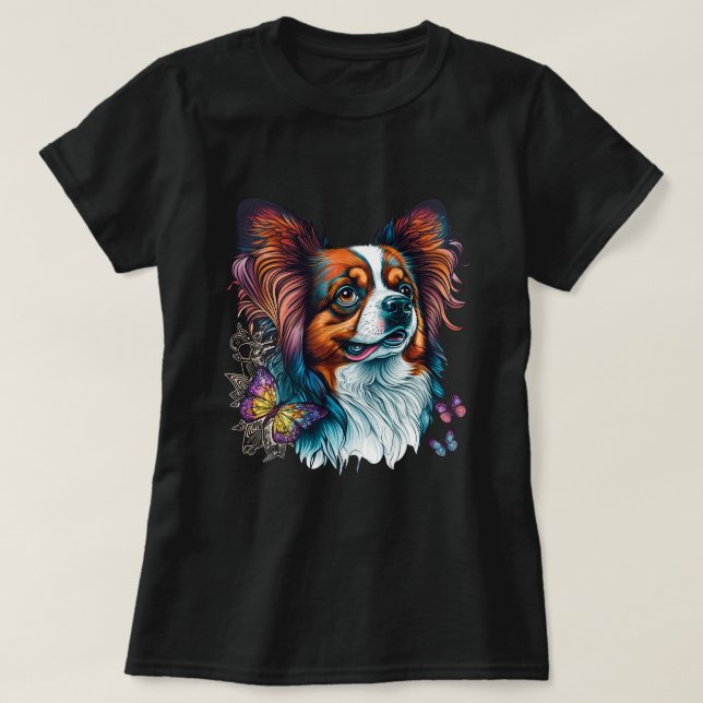 Cute Papillon Hund på den spanska kontinenten Leks T Shirt (Design framsida)