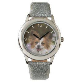 Cute Papillon Spanska foto-Hundälskare Armbandsur