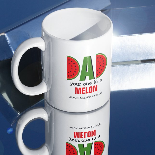 Cute Pappa "Din i en melon" | Barns Namn Kaffemugg (Skapare uppladdad)