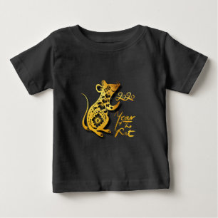 Cute Papper-cut kinesiskt nyår Råtta Baby Tee