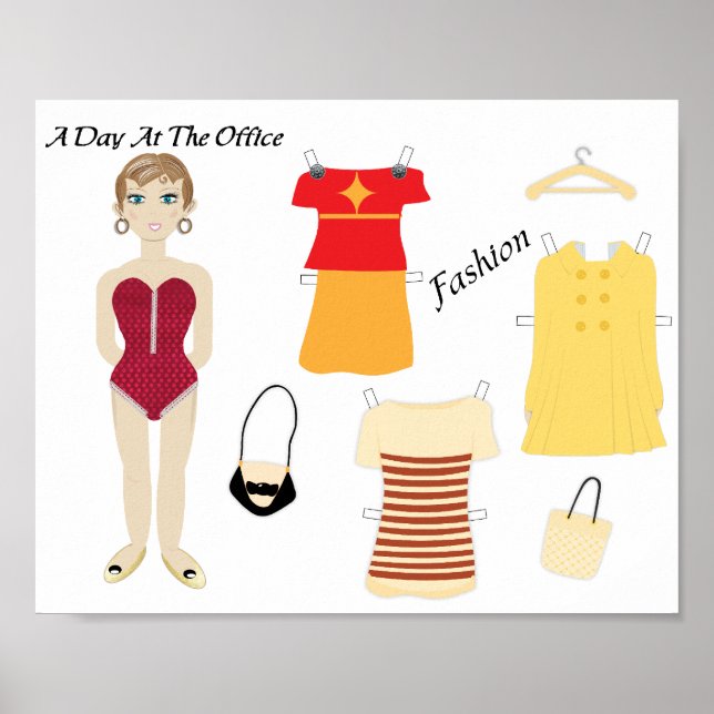 Cute Papper Doll Mode Art Print Poster (Framsidan)