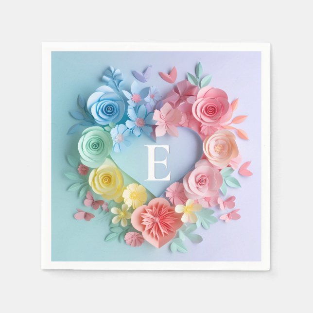 Cute Papper Hearts, Flowers, Butterflies Pappersservett (Framsidan)