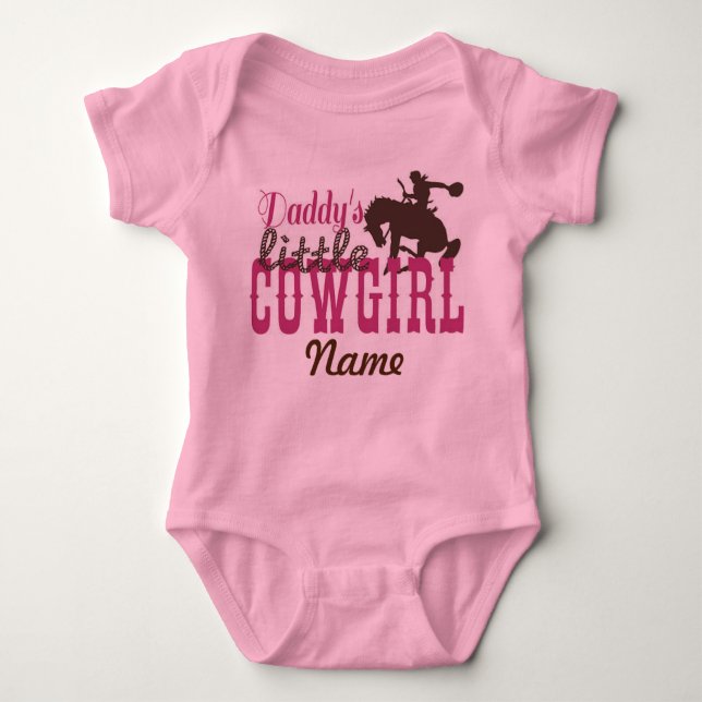 Cute Pappor Little Cowgirl’ Baby Bodykostym T-shirt (Framsida)