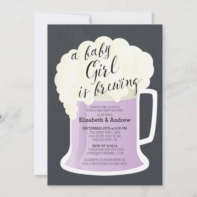 Cute Par Girls Baby Shower Baby Brewer Inbjudningar (Framsida)