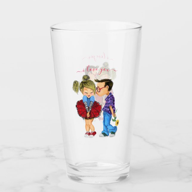 Cute-par-glas med text - jag kärlek dig glaskopp (Framsida)