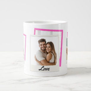 Cute par "Kärlek" 3 fotokollage Jumbo Mugg