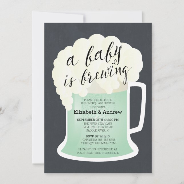 Cute Par Neutralt Baby Shower Baby Brewing Inbjudningar (Framsida)