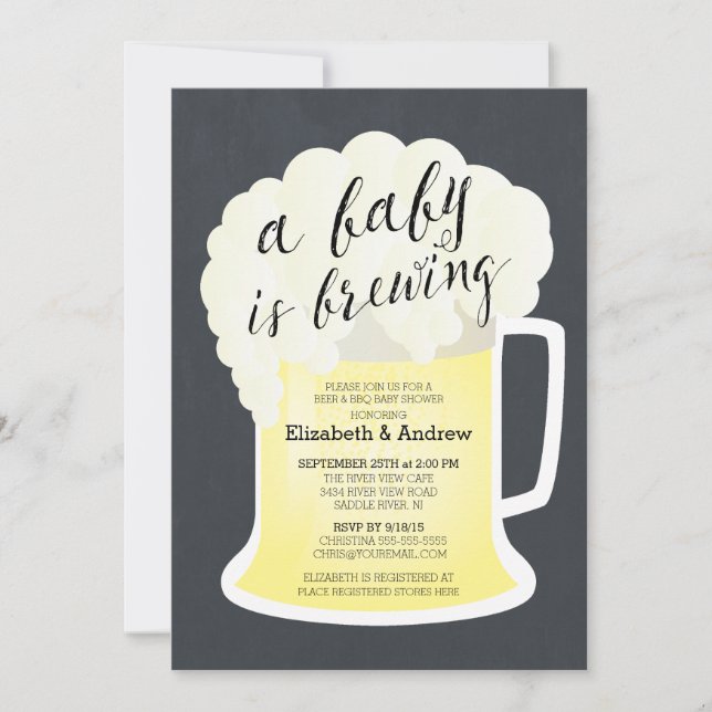 Cute Par Neutralt Baby Shower Baby Brewing Inbjudningar (Framsida)