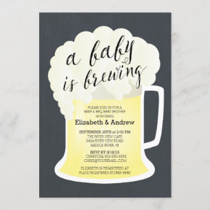 Cute Par Neutralt Baby Shower Baby Brewing Inbjudningar