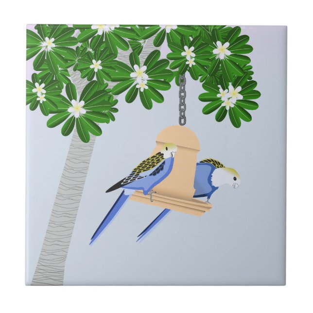 Cute par Playful Parrots Rosellas Kakelplatta (Framsidan)