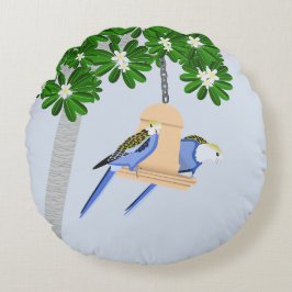 Cute par Playful Parrots Rosellas Rund Kudde