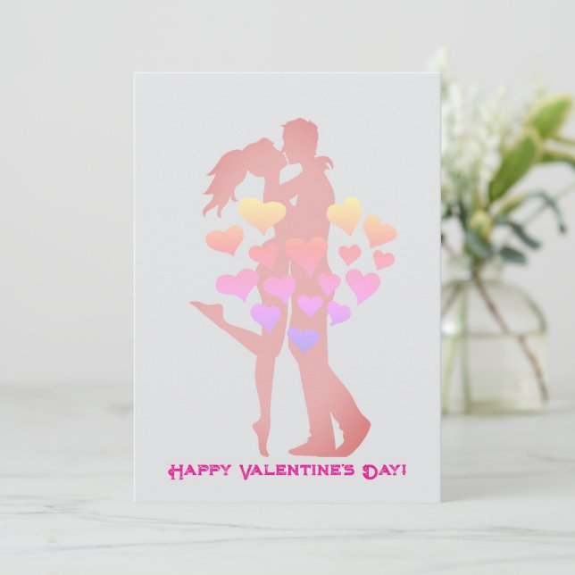 Cute par-skrikande minimalistiskt Valentines day-k Julkort (Stående Fram)