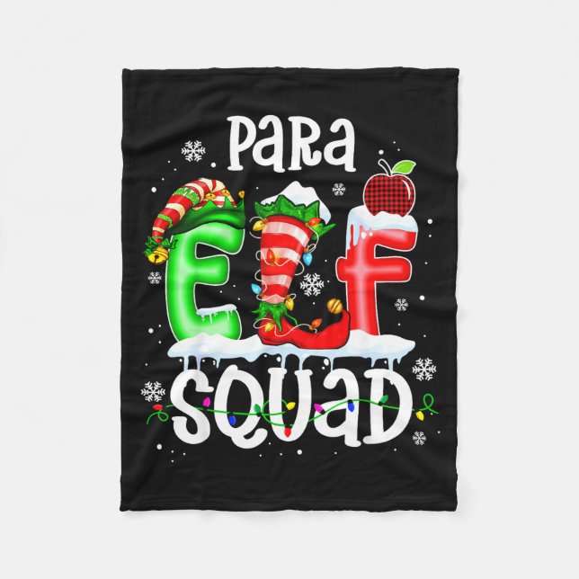 Cute Para Elf Squad Funny Christmas Elf Kids Teach Fleecefilt (Framsidan)