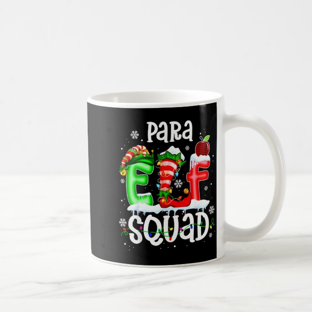 Cute Para Elf Squad Funny Christmas Elf Kids Teach Kaffemugg (Höger)