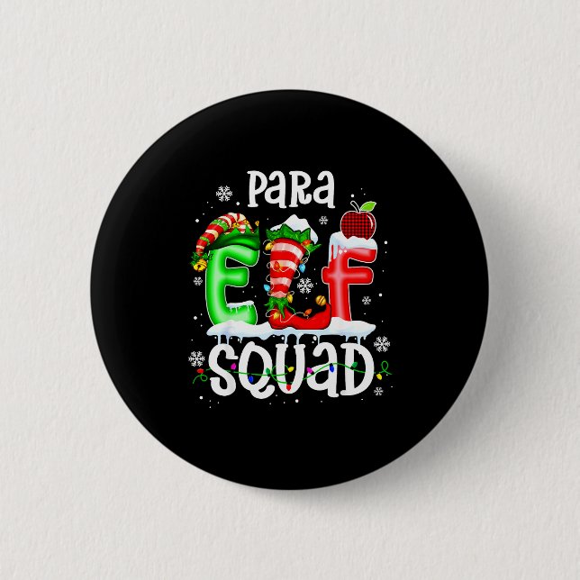 Cute Para Elf Squad Funny Christmas Elf Kids Teach Knapp (Framsida)